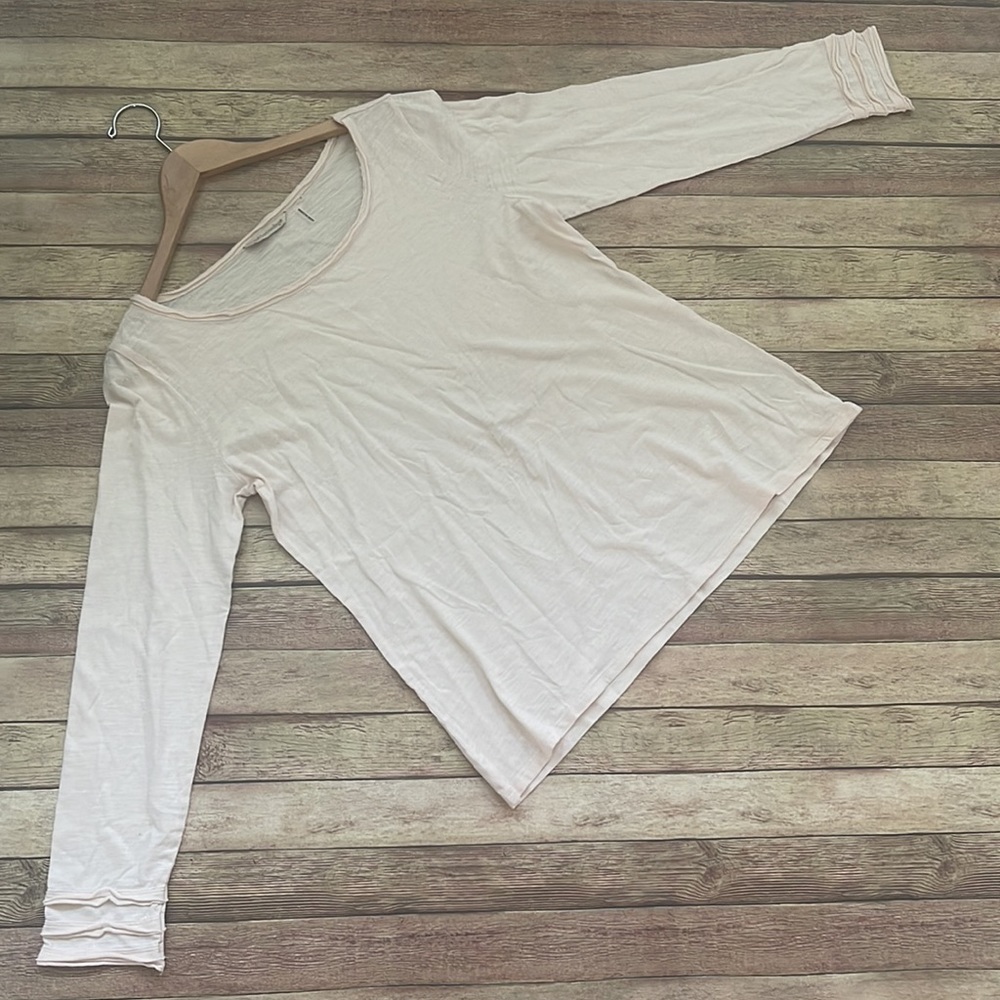 Soft Surroundings Peach/Blush Pink Long Sleeve Cotton Tee Shirt - S